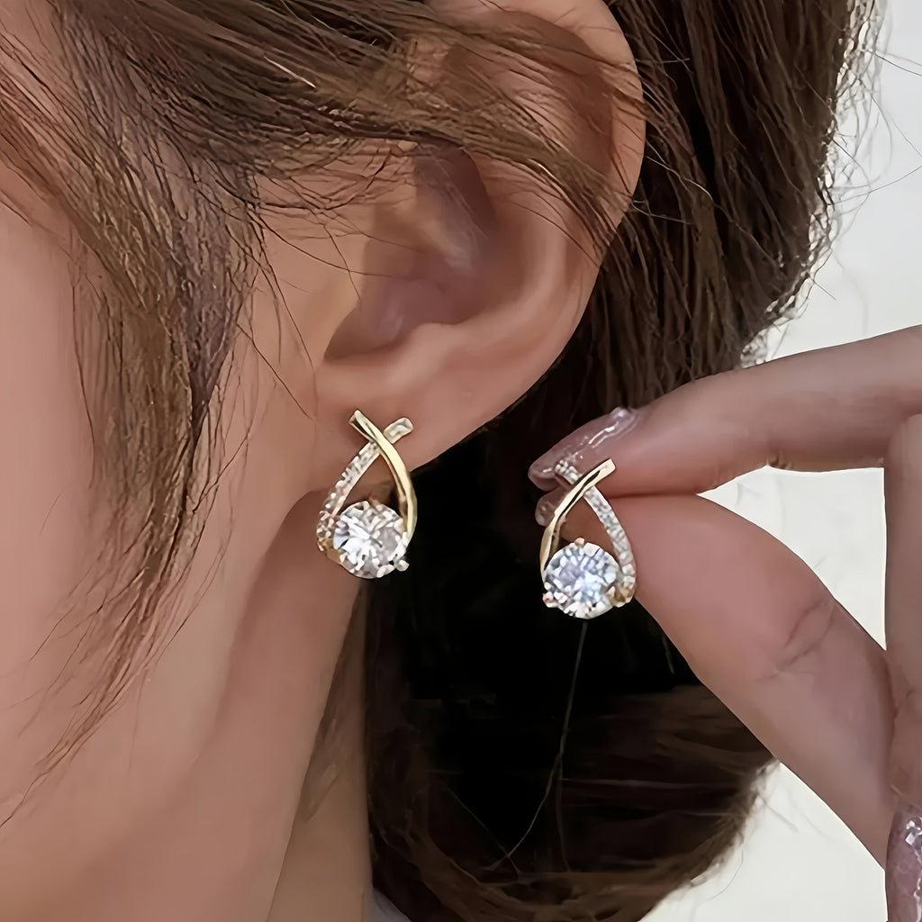 Soledad - Orecchini con Croce Dorata e Zircone