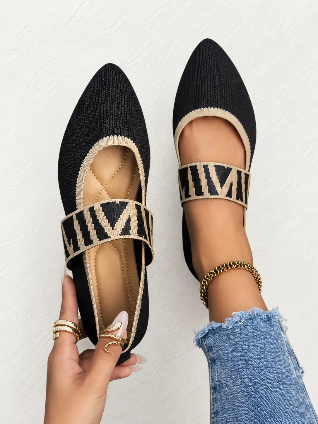 Livia | ballerine  casual con tacco basso  comode a punta con suola ortopedica