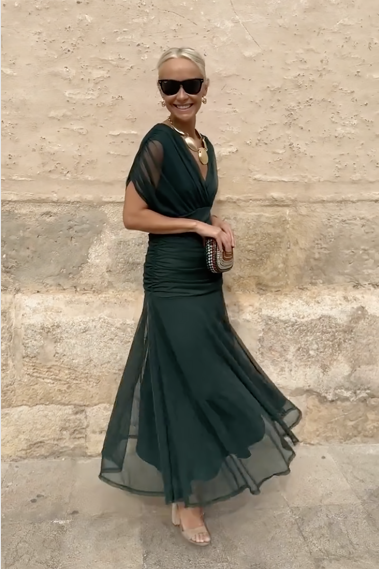 Luisa | Elegante vestido largo de fiesta con escote en V