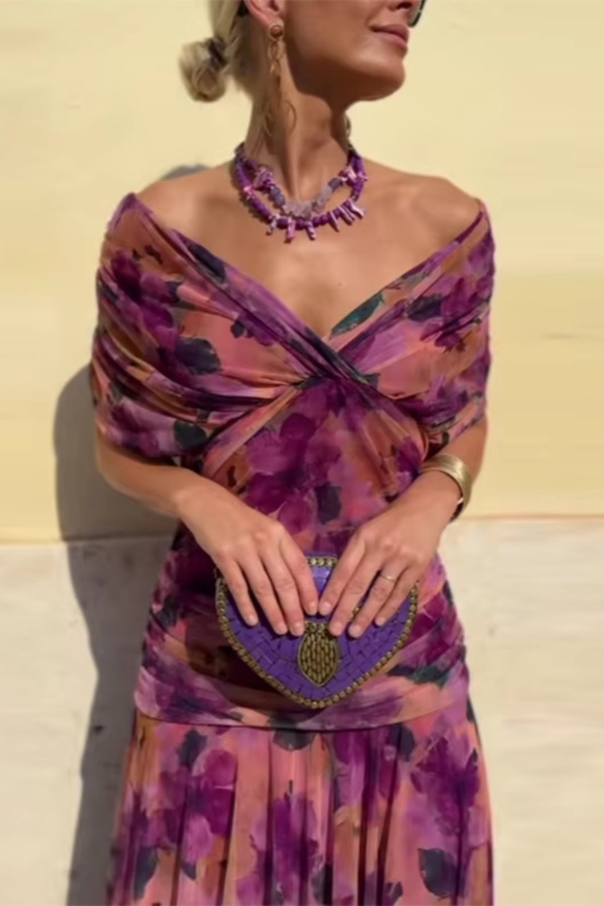 Luisa - Elegante Abito Lungo da Cerimonia con Scollo a V