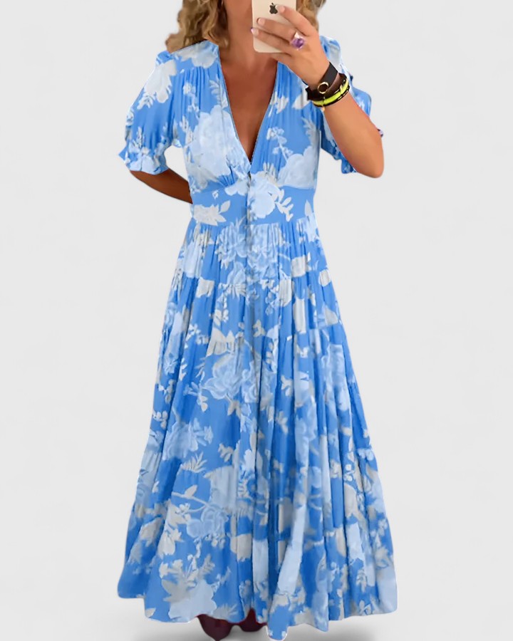 Miriam - Abito a Fiori con Scollo a V