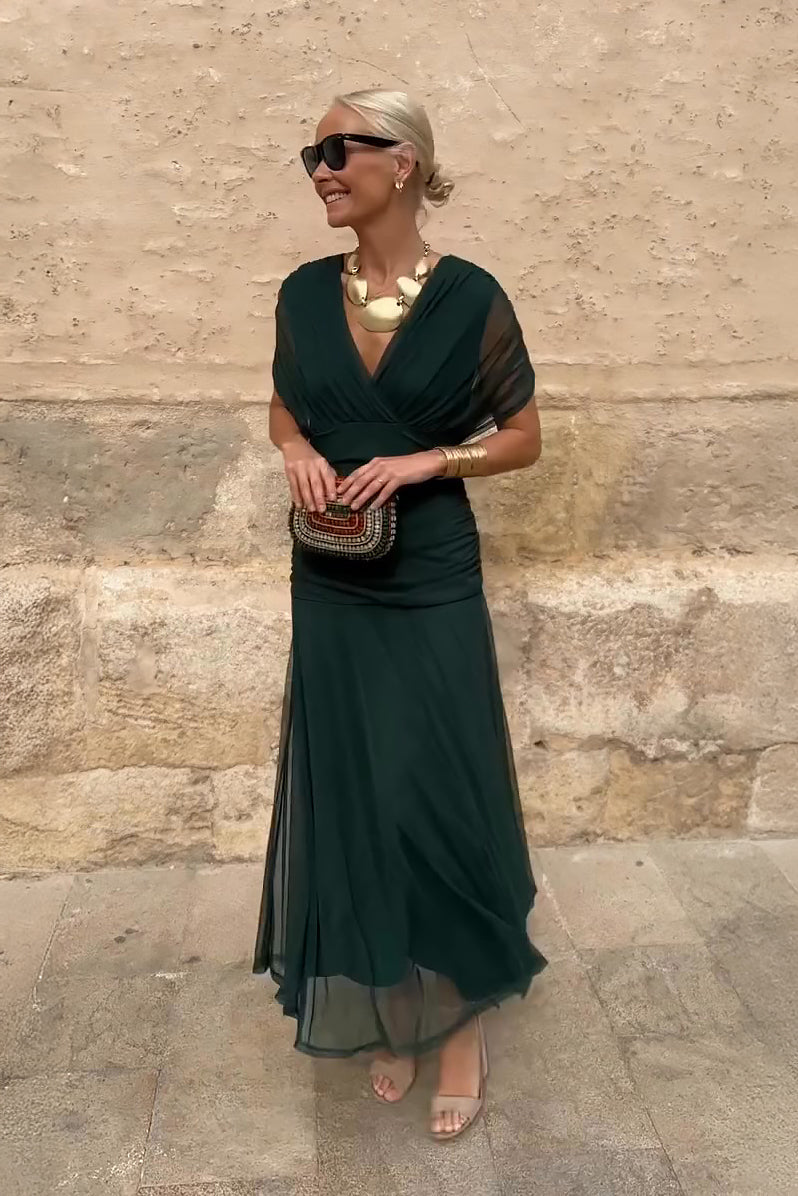 Luisa | Elegante vestido largo de fiesta con escote en V