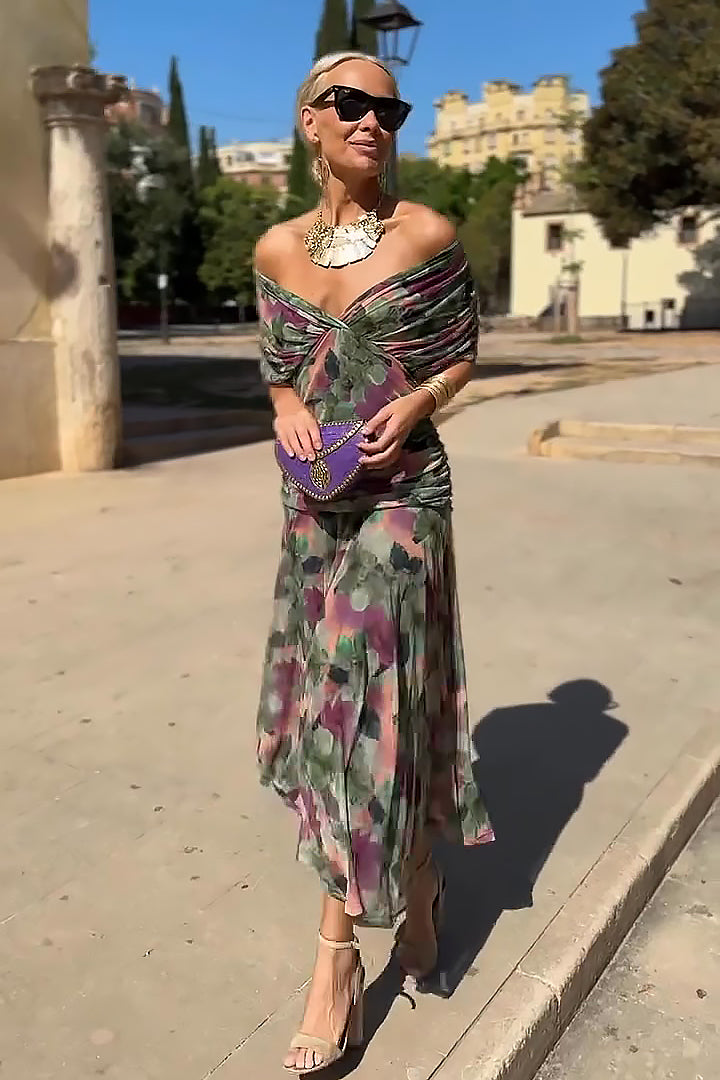 Luisa - Elegante Abito Lungo da Cerimonia con Scollo a V