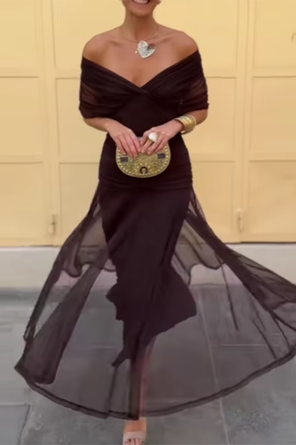 Luisa - Elegante Abito Lungo da Cerimonia con Scollo a V