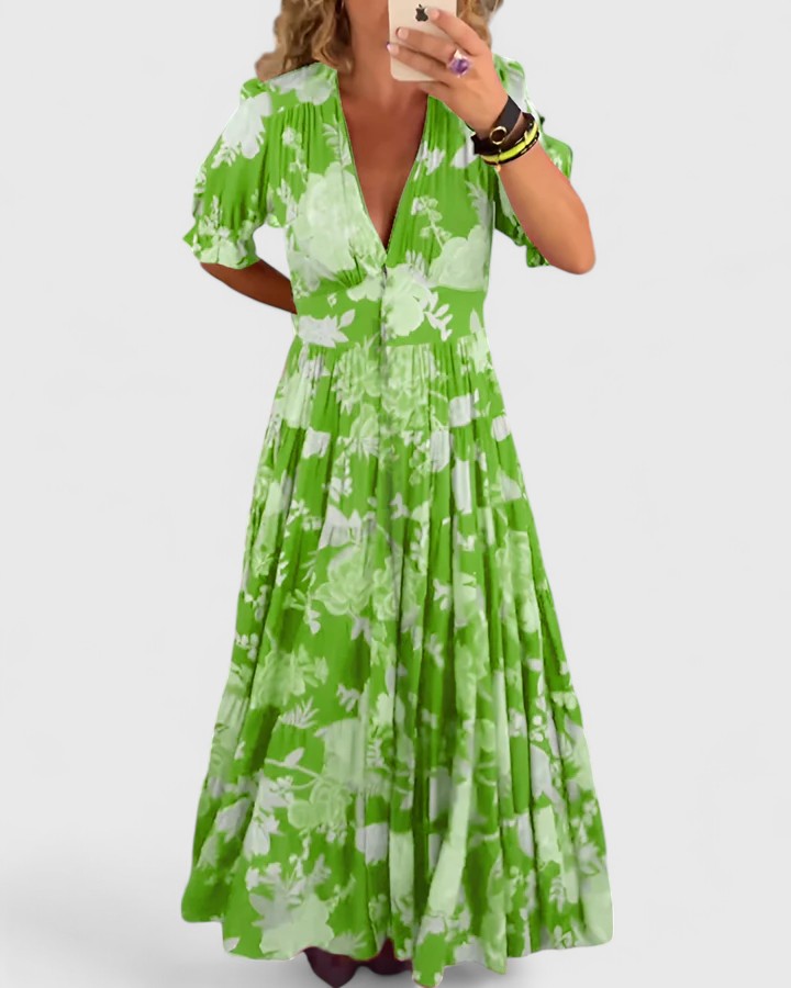 Miriam - Abito a Fiori con Scollo a V