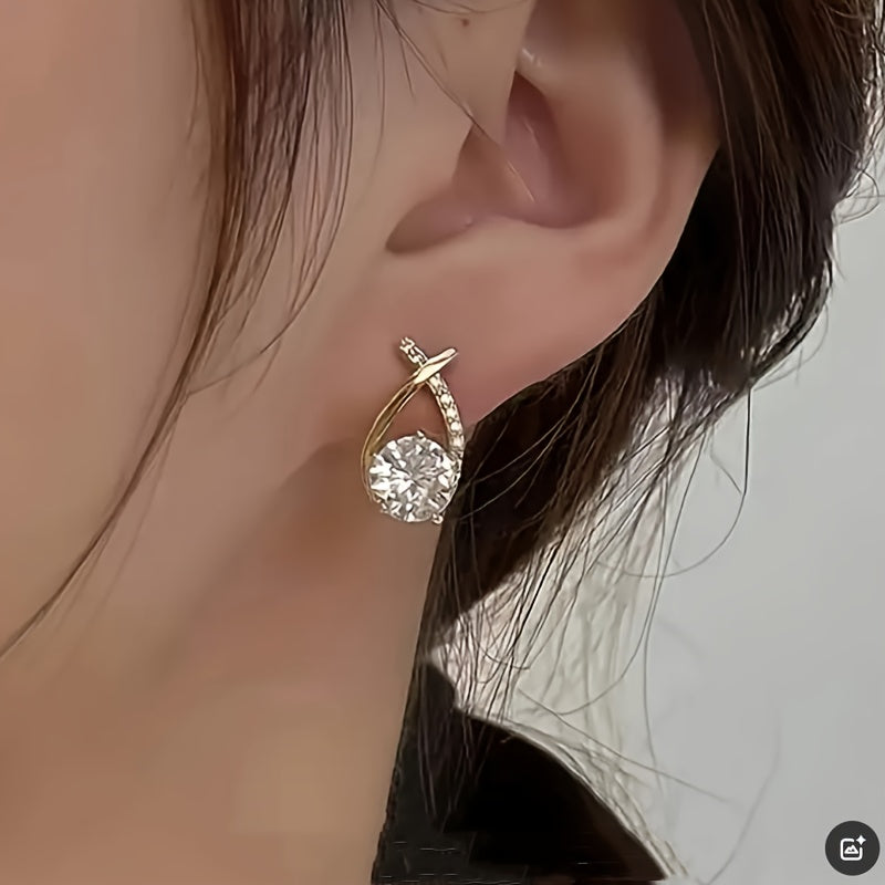 Soledad - Orecchini con Croce Dorata e Zircone