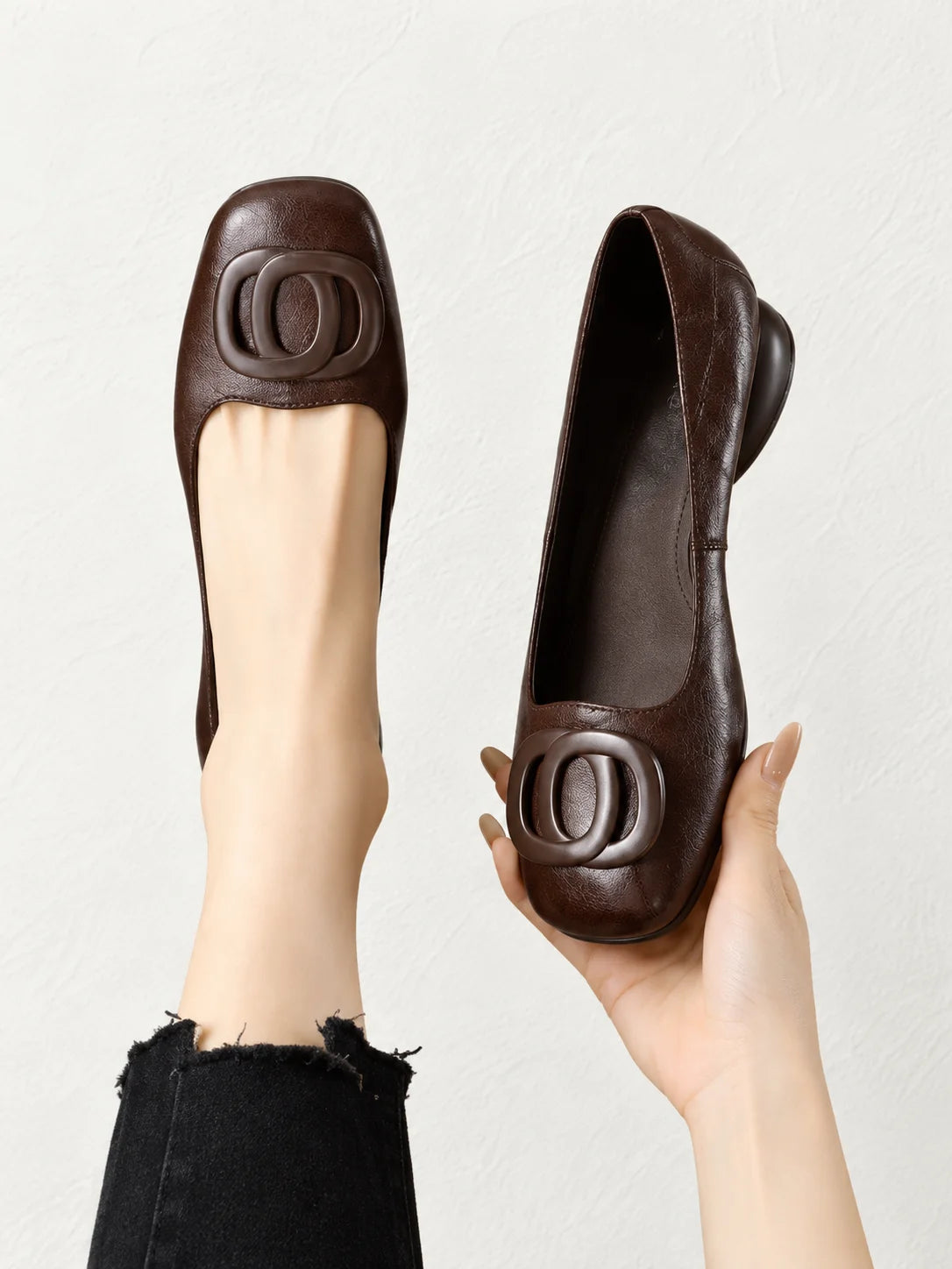 Alice | Ballerine in pelle con punta quadrata