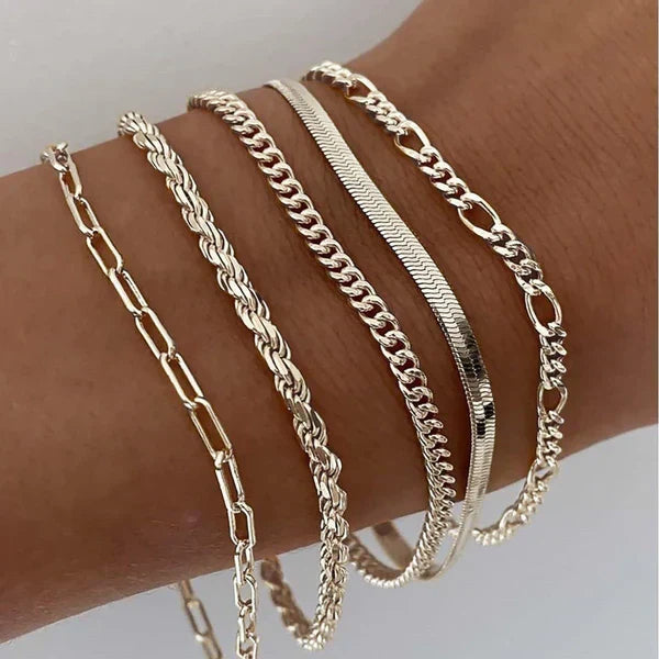 Emilia - Set di 5 Bracciali Dorati