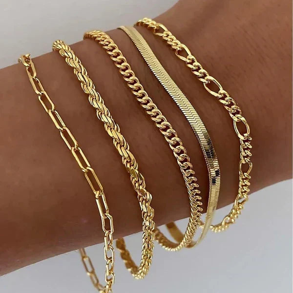 Emilia - Set di 5 Bracciali Dorati