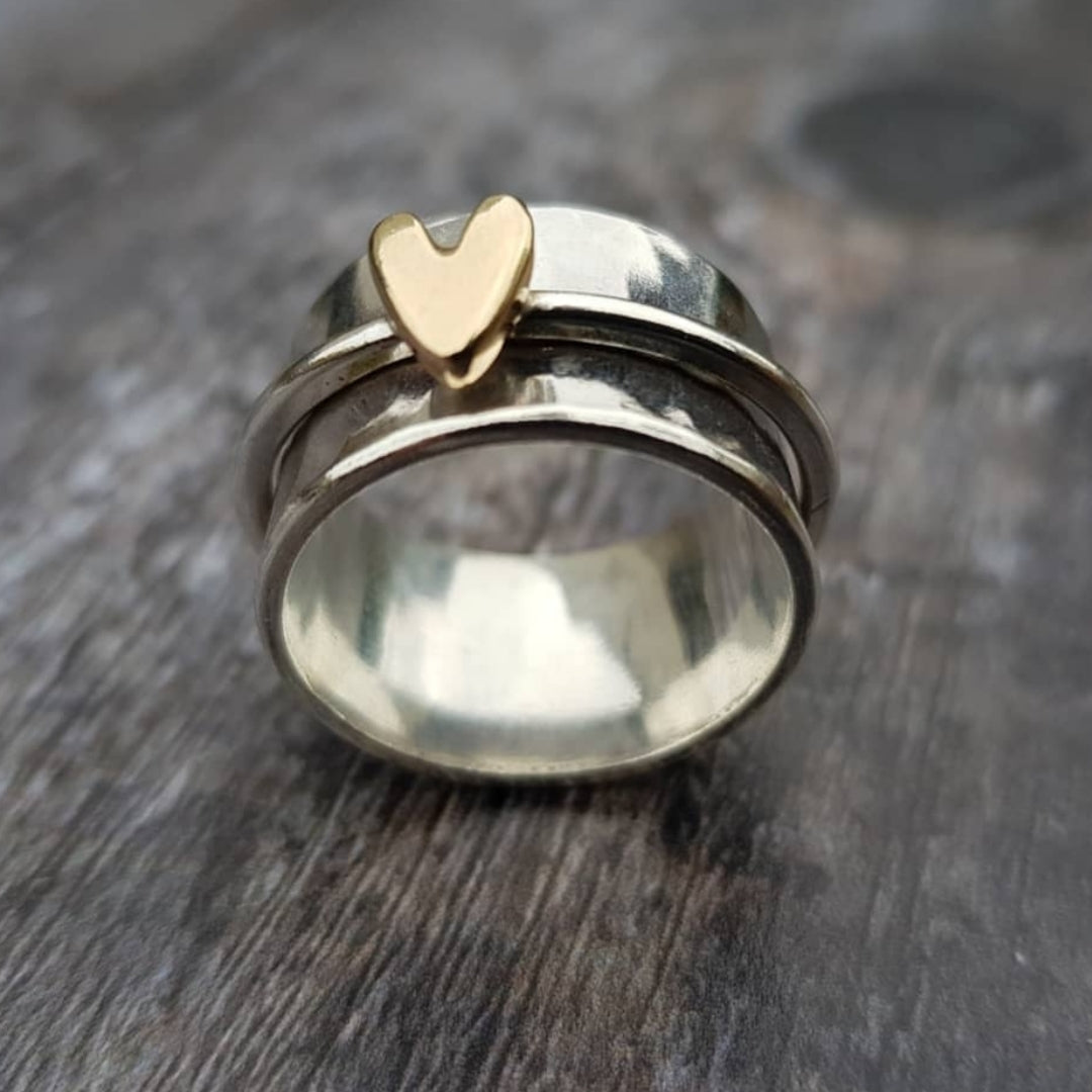 Isabel - Anello in Argento con Cuore Dorato