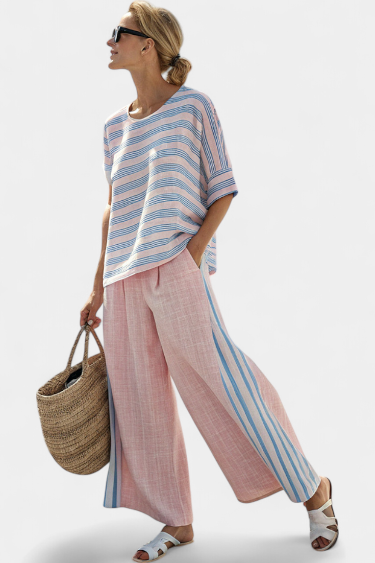 Celia | Juego de lino en tonos pastel suaves