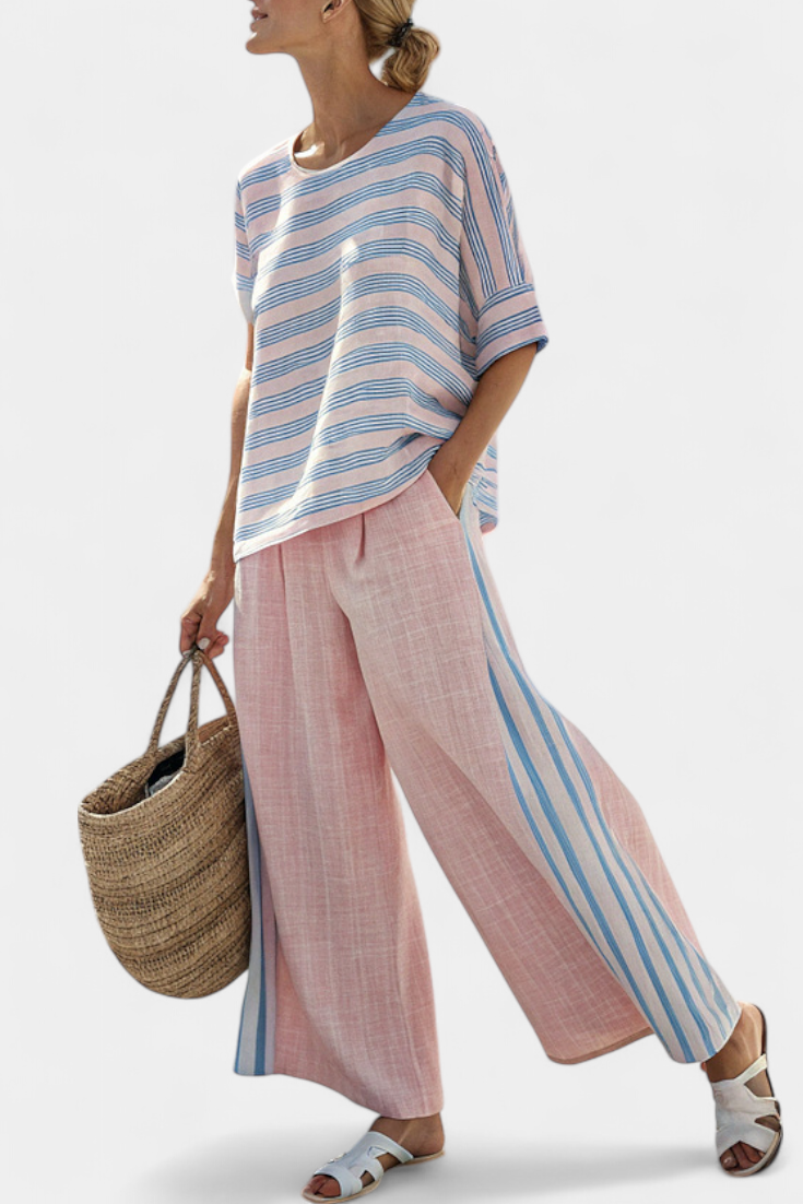 Celia | Juego de lino en tonos pastel suaves