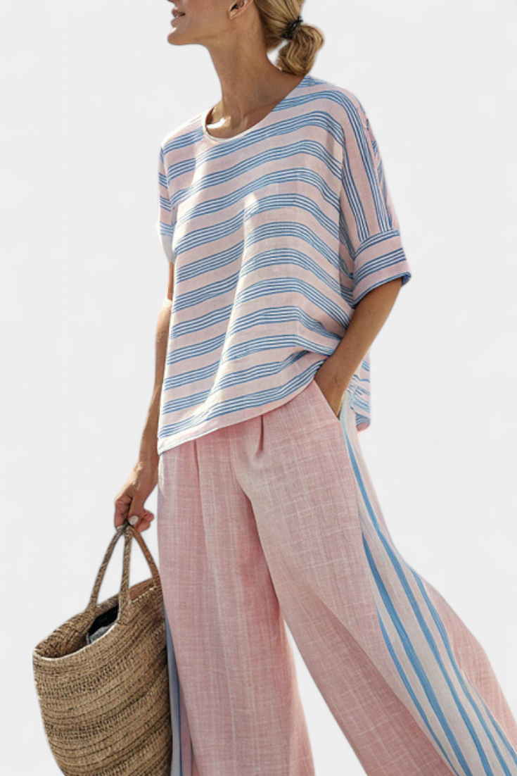 Celia | Juego de lino en tonos pastel suaves