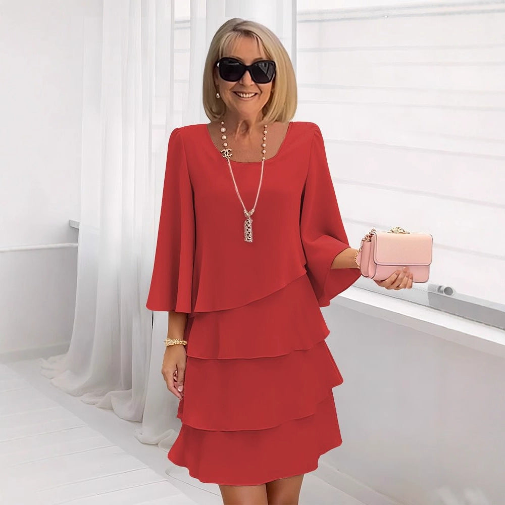 María – Elegante vestido midi con volantes