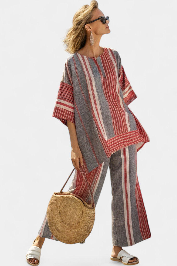 Patricia | Elegante conjunto de lino coral