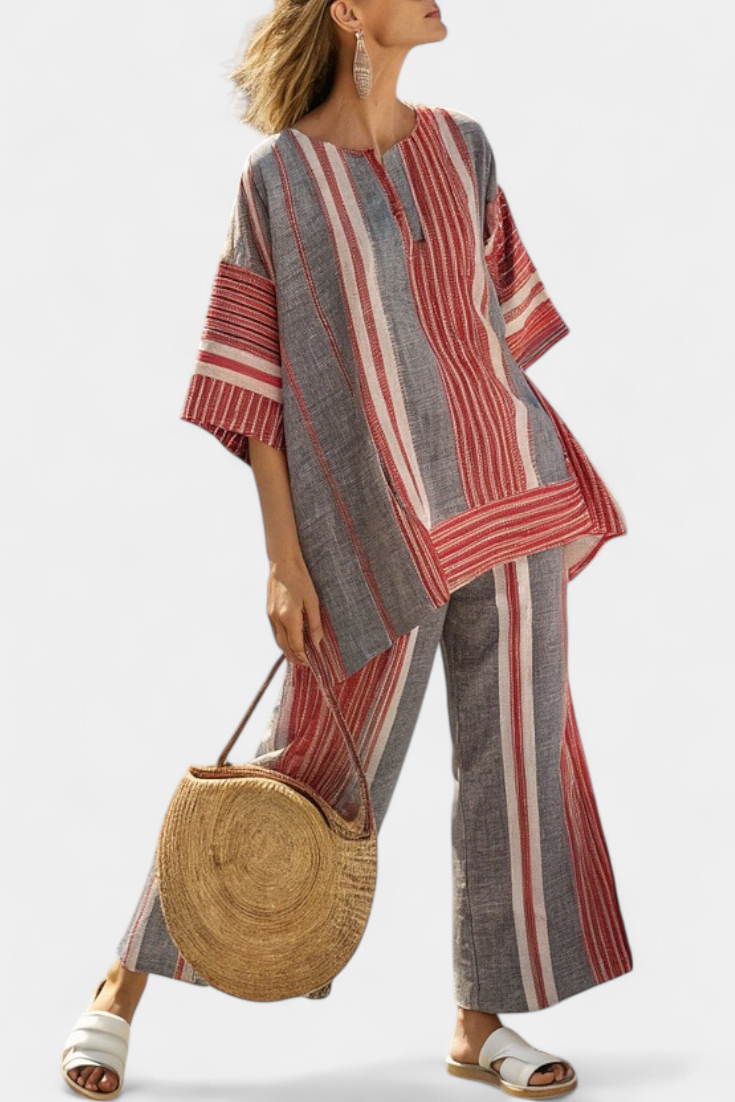 Patricia | Elegante conjunto de lino coral