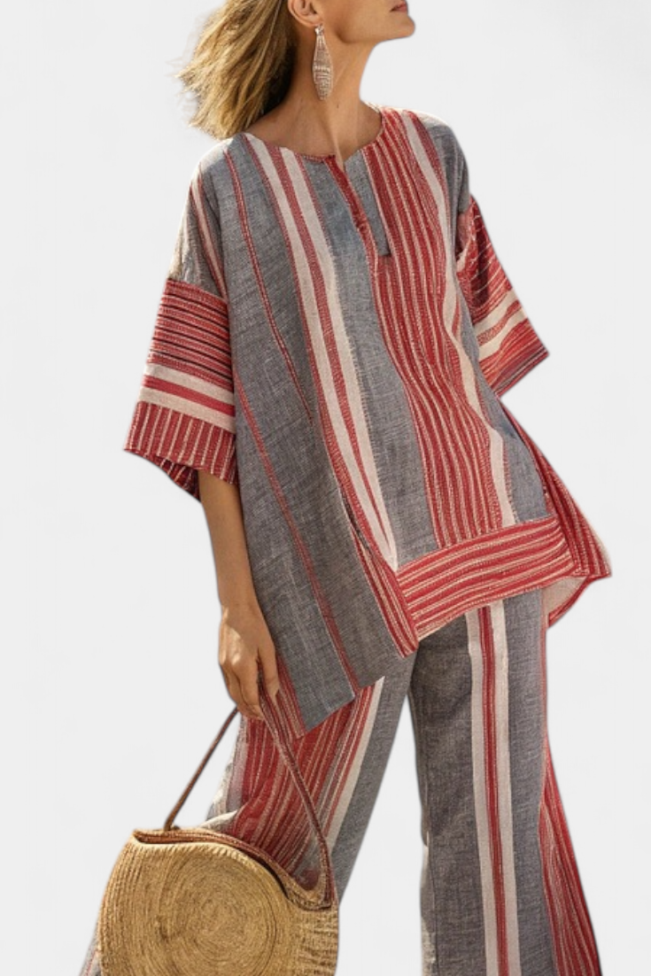 Patricia | Elegante conjunto de lino coral