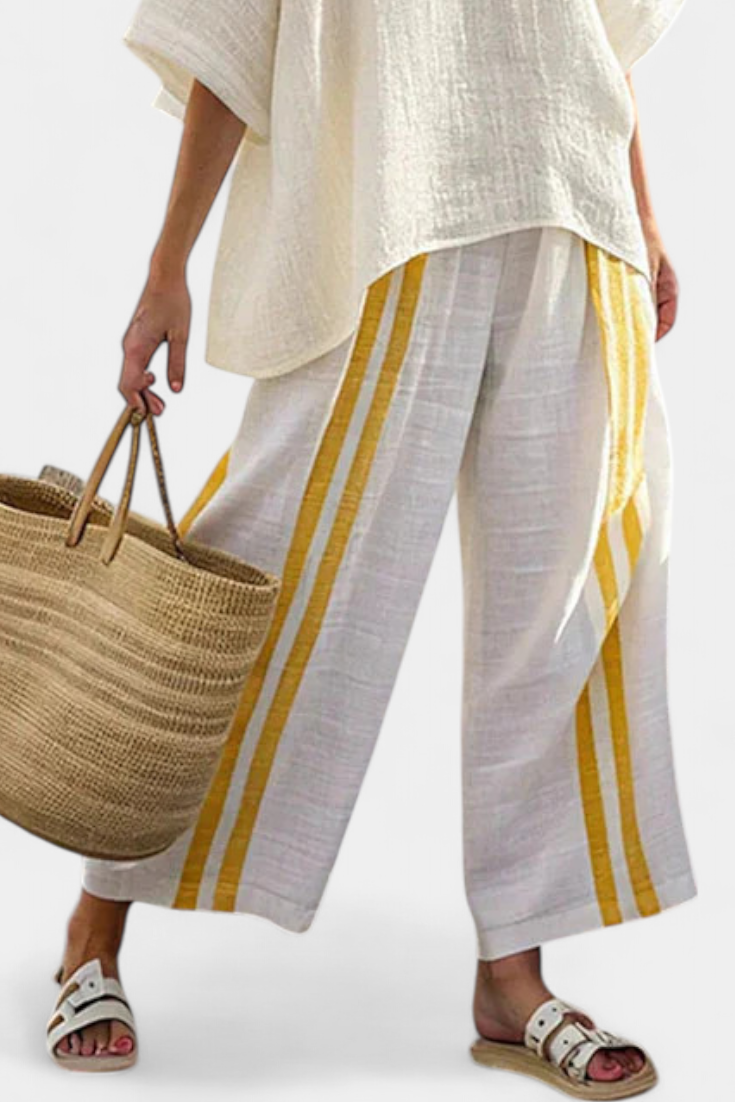 Berta | Juego de lino amarillo con acentos