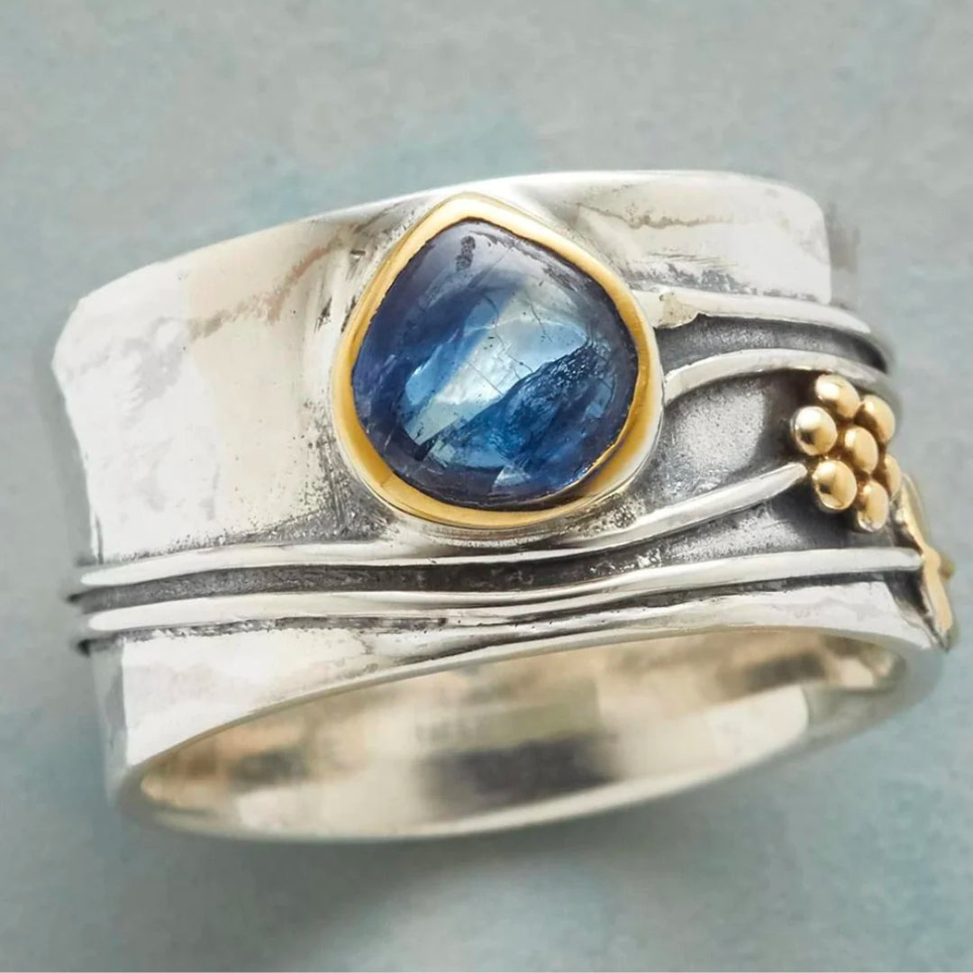 Inés - Anello Vintage con Zaffiro Azzurro