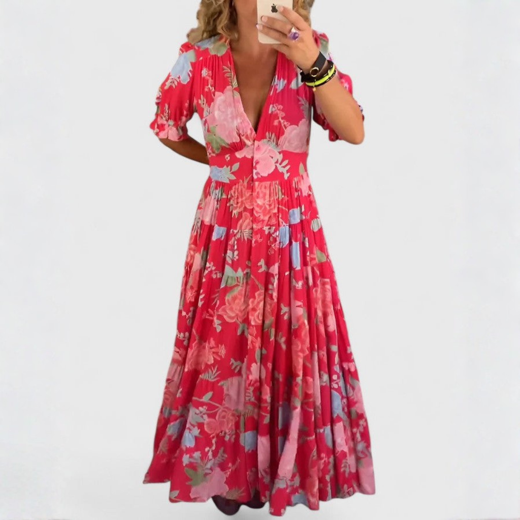 Miriam – Vestido floral con escote en V