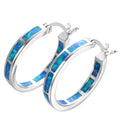 Belén - Orecchini Chic Circolari con Opale di Fuoco Azzurro