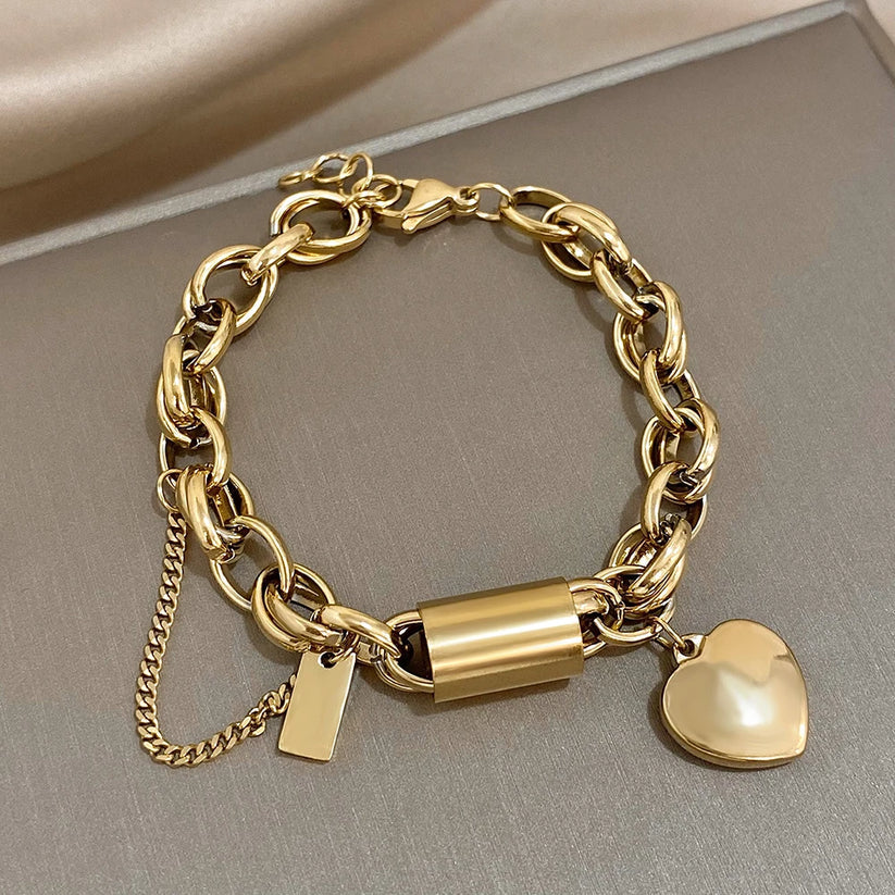 Guadalupe - Bracciale con Ciondolo a Cuore Dorato