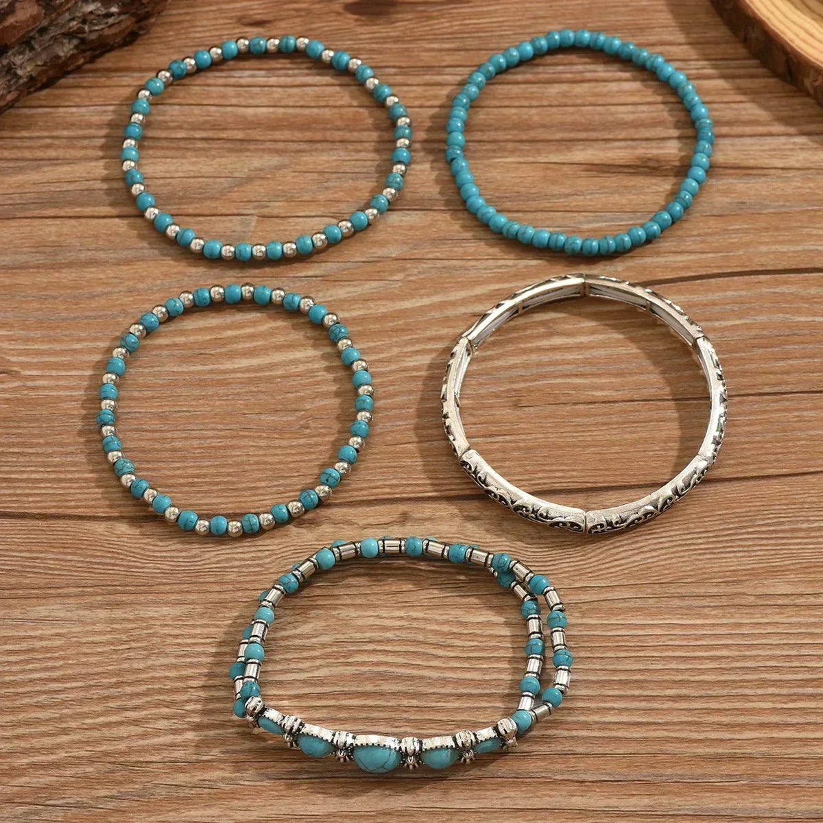 Verónica - Set di Bracciali con Perline Turchesi