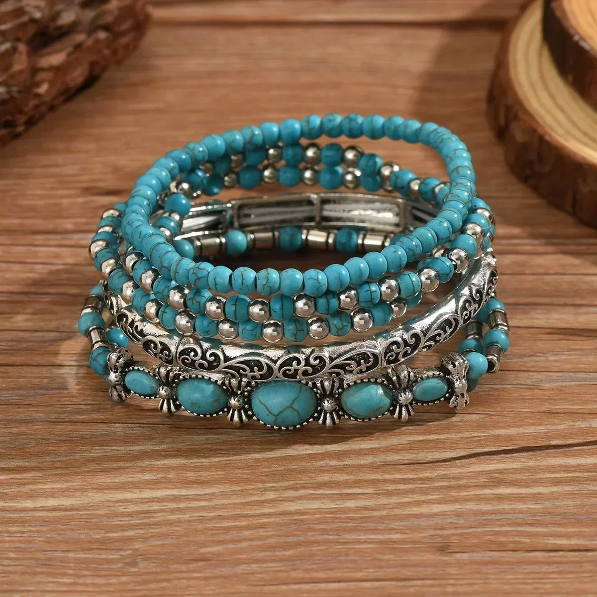 Verónica - Set di Bracciali con Perline Turchesi