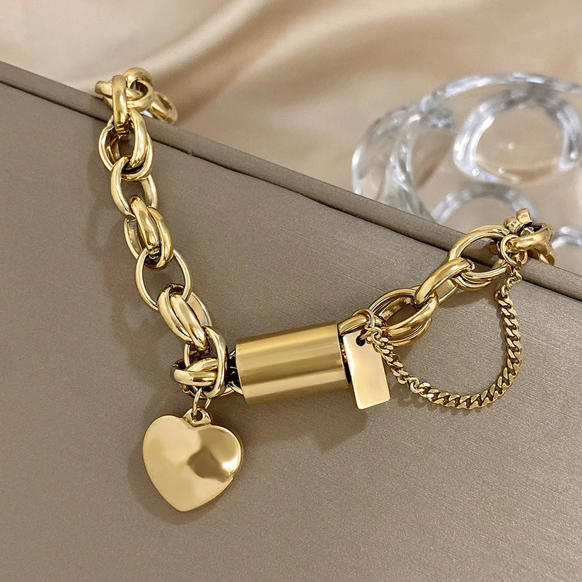 Guadalupe - Bracciale con Ciondolo a Cuore Dorato
