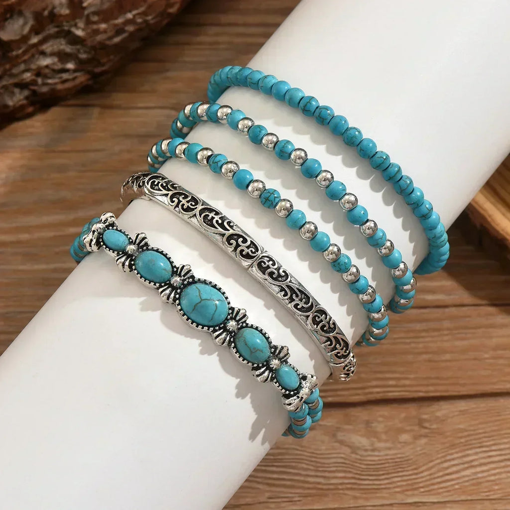 Verónica - Set di Bracciali con Perline Turchesi