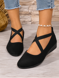 Benedetta ballerine nere con cinturini incrociati e zeppa