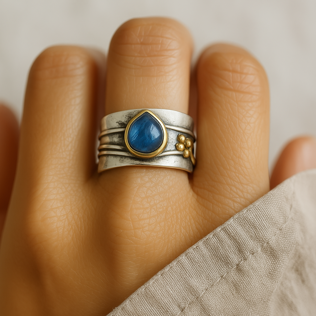 Inés - Anello Vintage con Zaffiro Azzurro