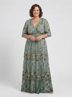 Melodi – Vestido largo de flores con cuello en V