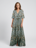 Melodi – Vestido largo de flores con cuello en V