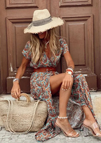 Joselin™ – Vestido largo bohemio y vaporoso con cinturón